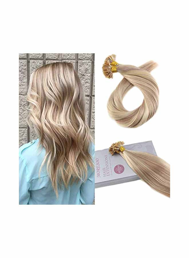 Moresoo Fusion I tip Human Hair Extensions Brown 14inch 