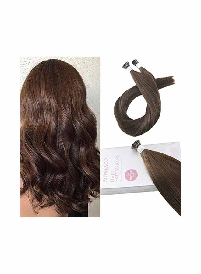 Moresoo 2-Piece Keratin Tipped Human Hair Extensions Set Dark Brown 20inch