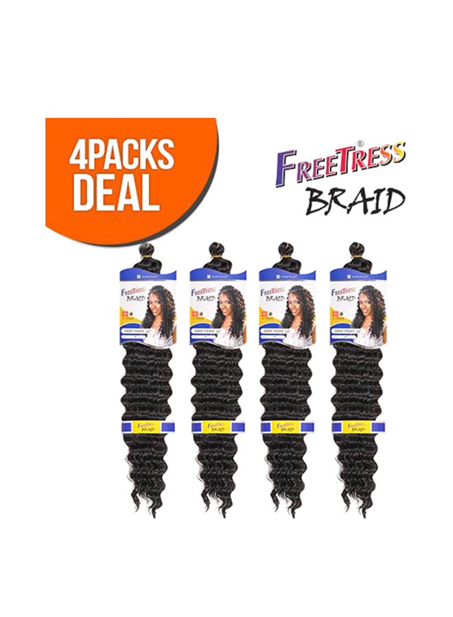 فريتريس مجموعة من 4 ضفائر بقصة مموجة للغاية أسود