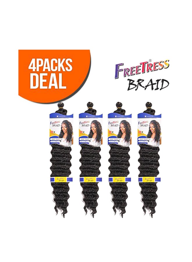 Freetress Pack Of 4 Deep Twist Braids Black 