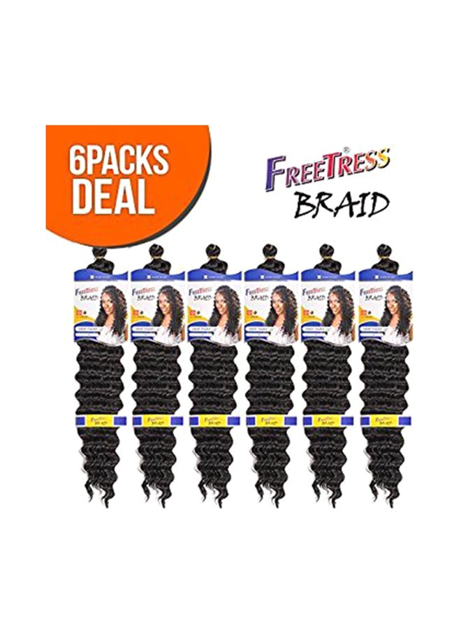 فريتريس جدائل شعر ملتف بشكل عميق من 6 قطع أسود