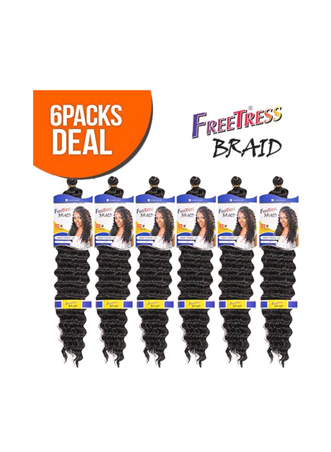 فريتريس جدائل شعر ملتف بشكل عميق من 6 قطع أسود