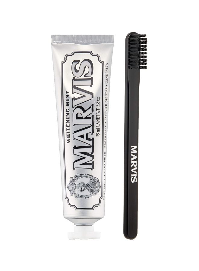 مارفيس فرشاة أسنان مع معجون تفتيح بالنعناع أسود - Image 1
