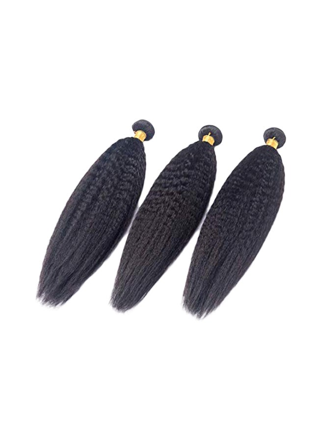 DAIMER - Pack Of 3 Brazilian Kinky Straight Wave Hair Extensions Black 10+12+14inch - Image 1