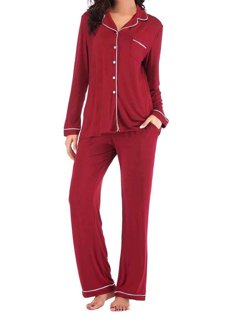 Night Shirt And Pyjama Pant Set Red/White - Image 1