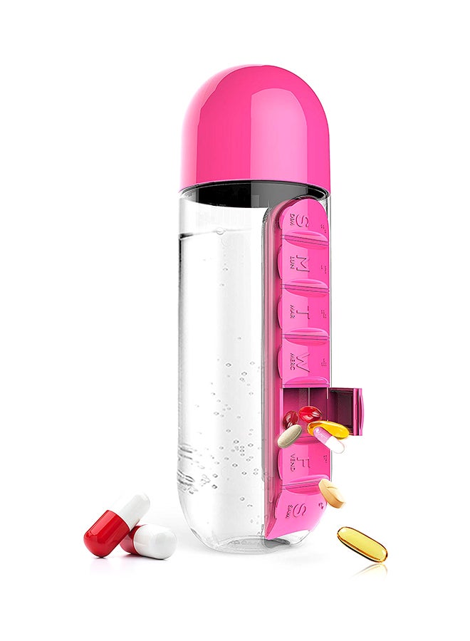Goldedge - Water Bottle With Built-In Daily Pill Box Organizer Multicolor 15cm - Image 1