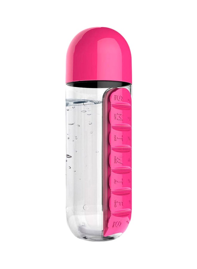 Goldedge - Water Bottle With Built-In Daily Pill Box Organizer Multicolor 15cm - Image 1