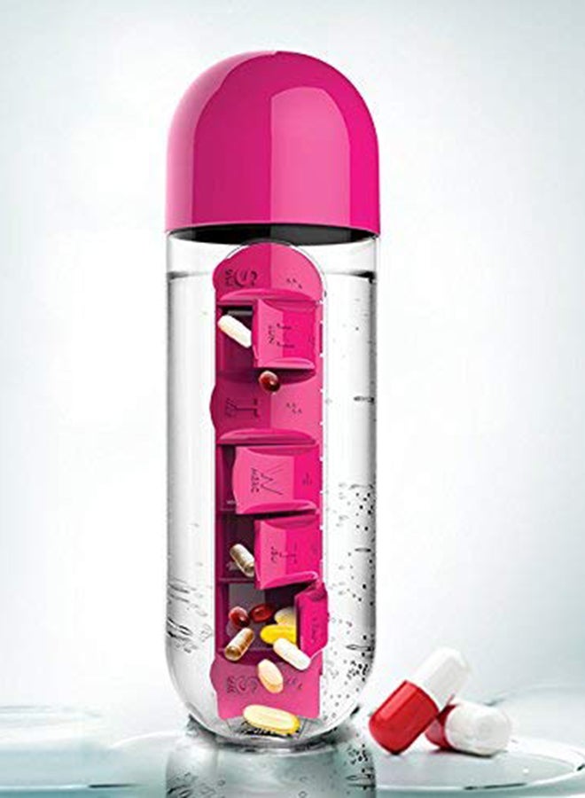 Goldedge - Water Bottle With Built-In Daily Pill Box Organizer Multicolor 15cm - Image 1