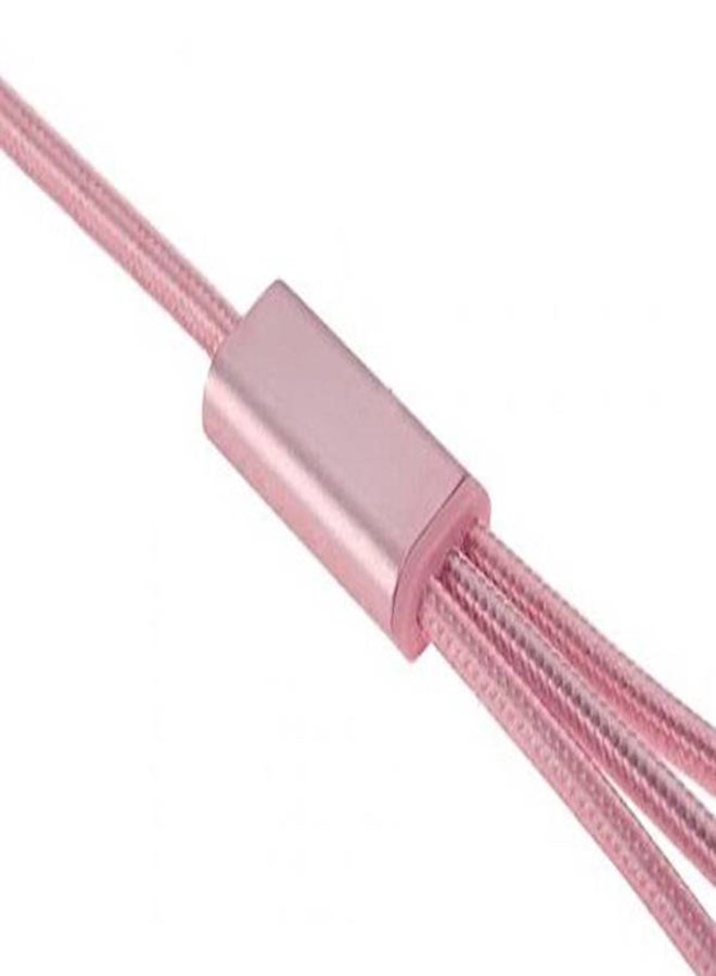 3 in 1 Type-C Charging And Data Sync Cable Pink - Image 2