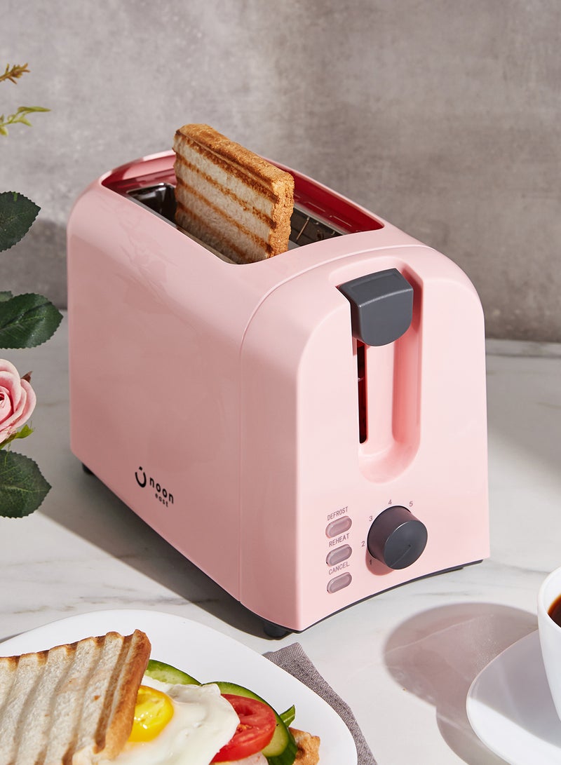 Noon East - Bread Toaster - For 2 Slice- 700 W With Defrost Function- Pink 700.0 W TA01105 Pink - Image 1