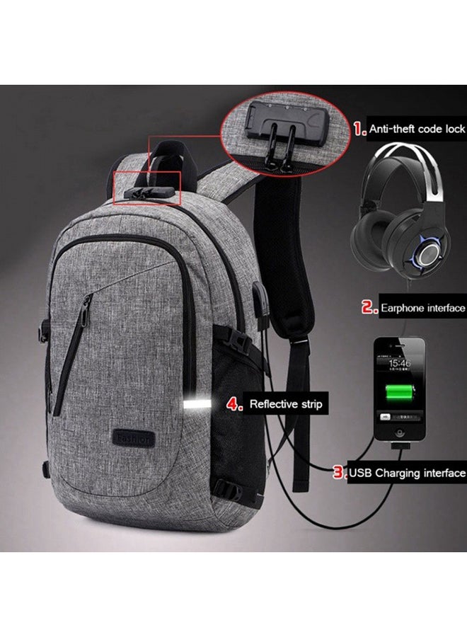 Casual Anti-Theft College Backpack Grey - Image 5