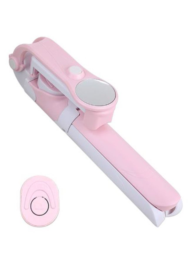 Foldable Bluetooth RC Tripod Selfie Stick With Remote Pink/White  - Image 1