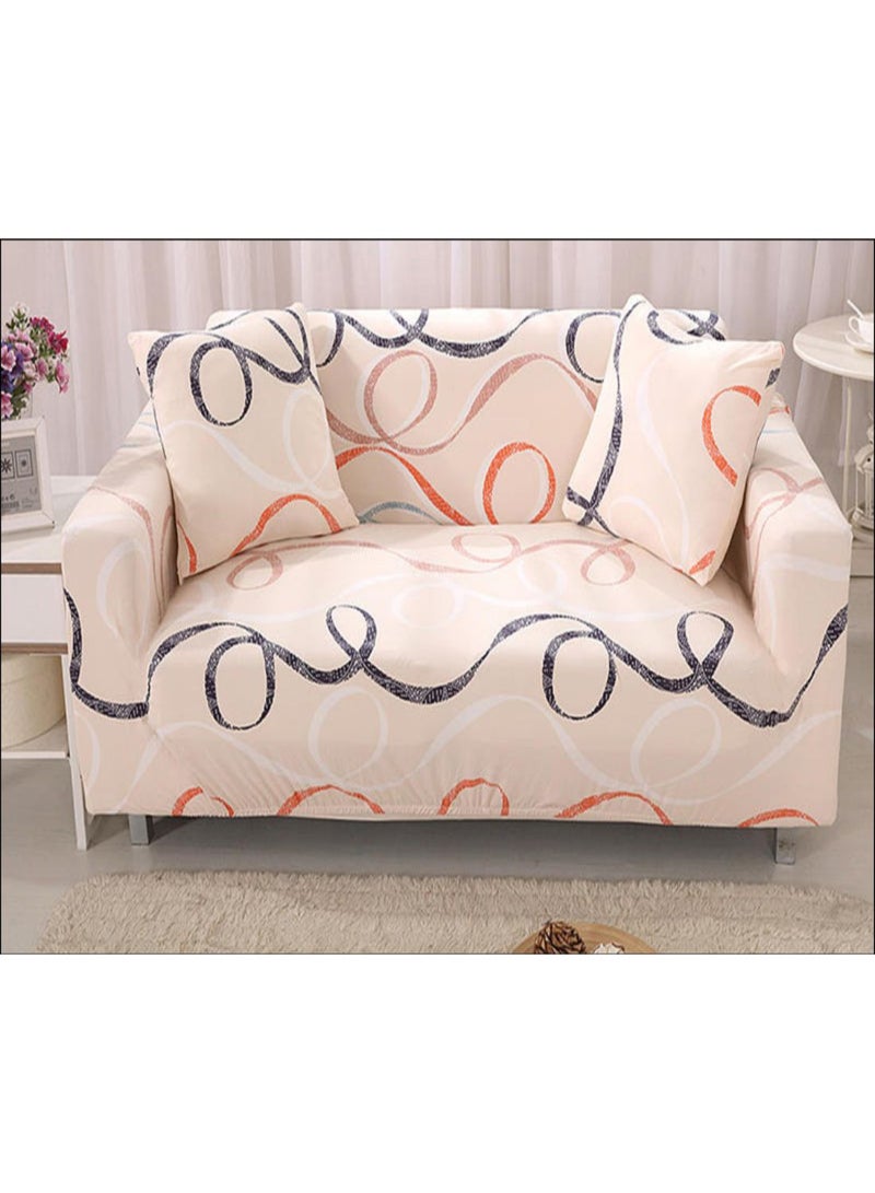 Comfortable Printed Sofa Slipcover Beige/Black/Orange 90 x 140cm - Image 1