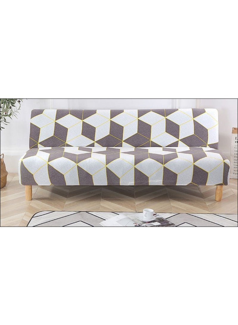 غطاء أريكة واقٍ مزين بطبعة أشكال هندسية بني/أبيض/أصفر - Image 1