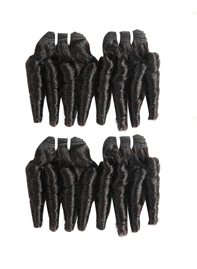 Molefi 4-Piece Short Curly Human Hair Extension With Lace Closure Black 8inch  - Image 1