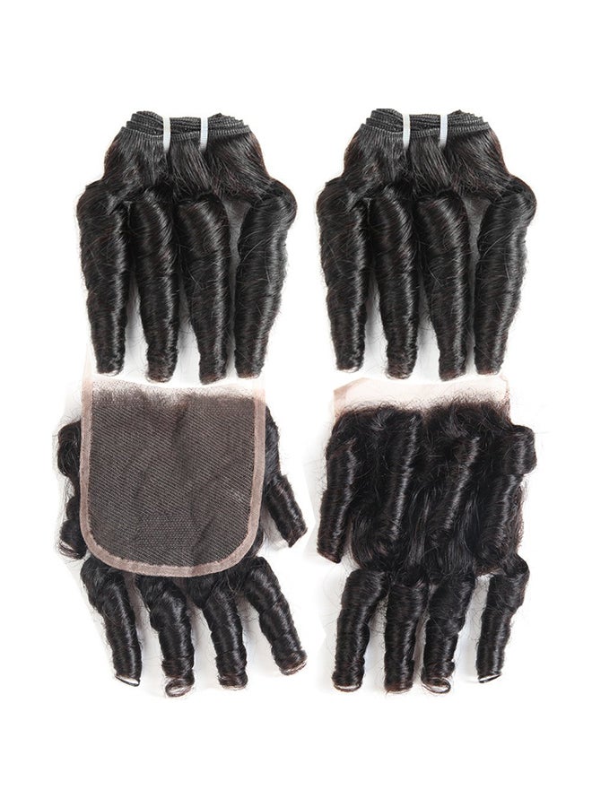 Molefi 2-Piece Short Curly Wave Natural Hair Extension With Lace Closure Black 10inch - Image 2