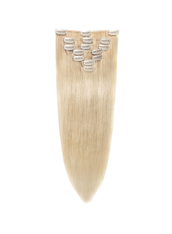 7-Piece Medium Straight Clip-in Human Hair Extension #60 Platinum Blonde 20inch