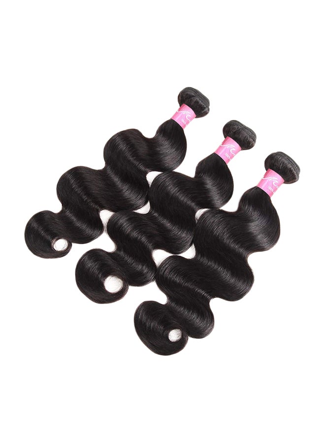 Mink Hair 3-Piece Wavy Human Hair Extension With Lace Closure Black  - Image 1