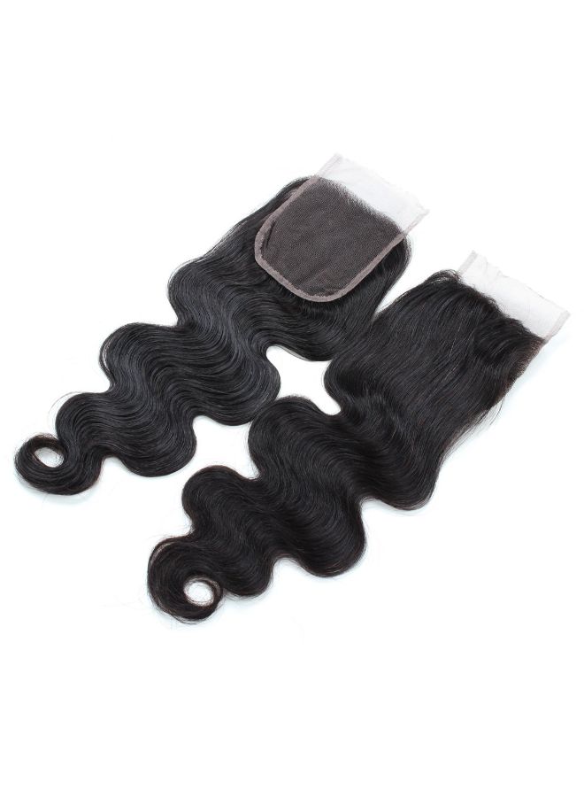 Mink Hair 3-Piece Wavy Human Hair Extension With Lace Closure Black  - Image 2