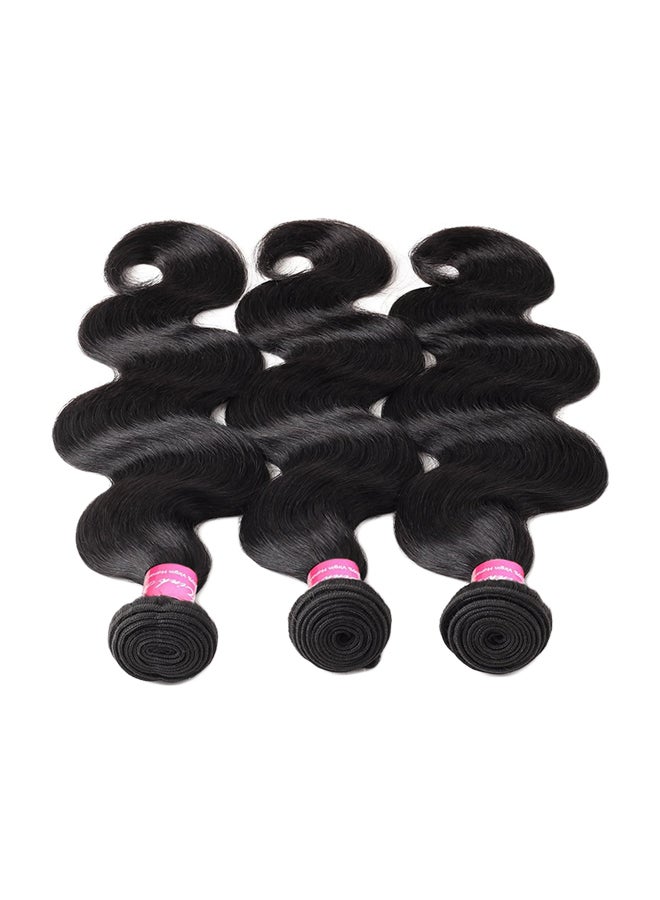 Mink Hair - 3-Piece Wavy Human Hair Extension Black - Image 1