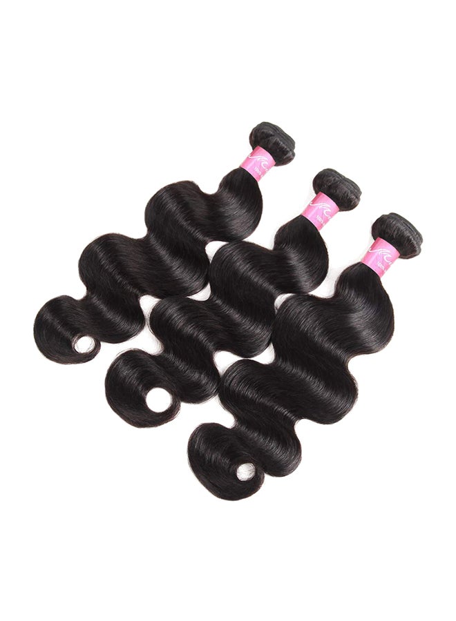 Mink Hair 3-Piece Wavy Human Hair Extension With Lace Closure Black  - Image 1