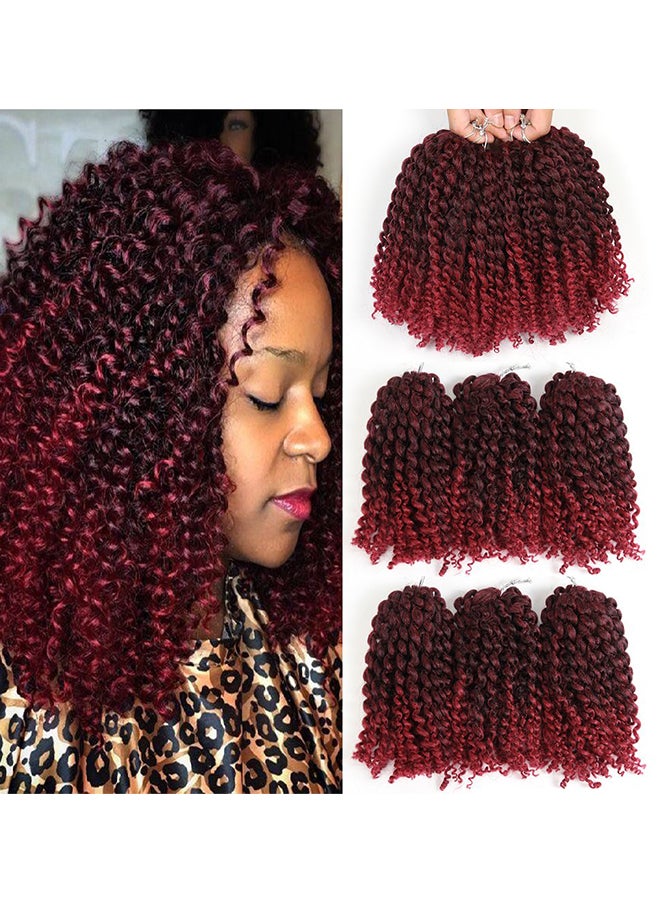 أليسكوينهير مجموعة وصلات شعر كيرلي قصير مكونة من 6 قطع 1B/ بورغندي 8بوصة - Image 2