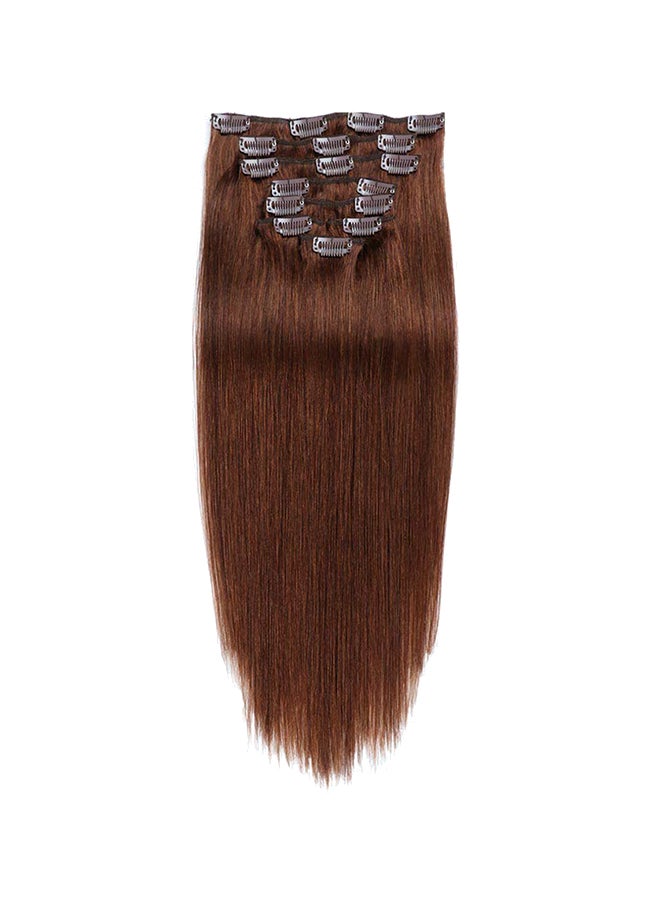 JIAMEISI - 7-Piece Long Straight Clip-in Human Hair Extension Brown 14inch - Image 1