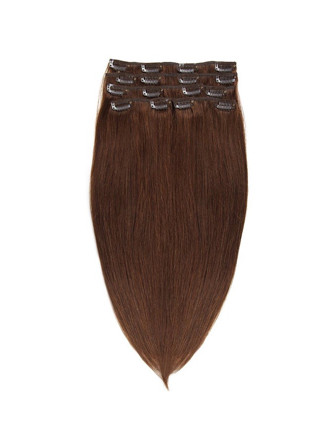 JIAMEISI - 7-Piece Long Straight Clip-in Human Hair Extension Brown 14inch - Image 1