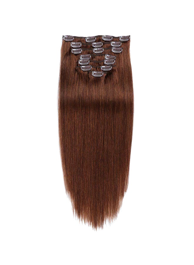 JIAMEISI - 7-Piece Long Straight Clip-in Human Hair Extension Brown 18inch - Image 1