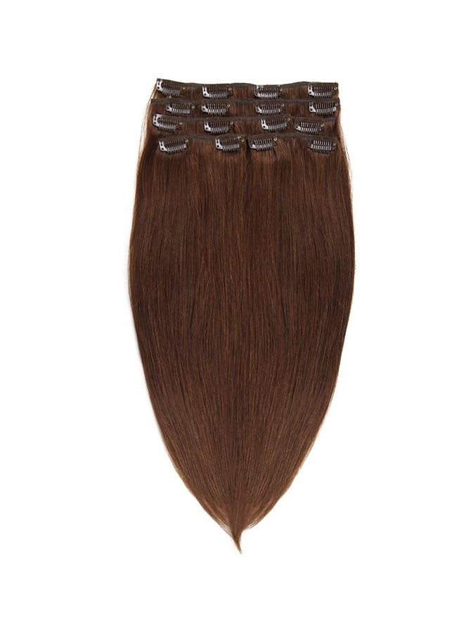 JIAMEISI - 7-Piece Long Straight Clip-in Human Hair Extension Brown 18inch - Image 1