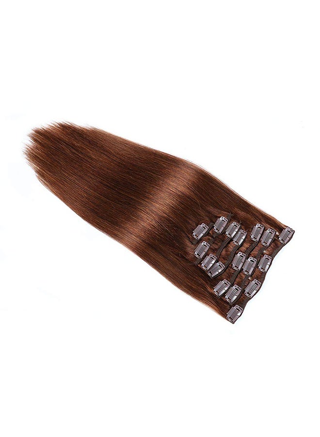 JIAMEISI - 7-Piece Long Straight Clip-in Human Hair Extension Brown 18inch - Image 1
