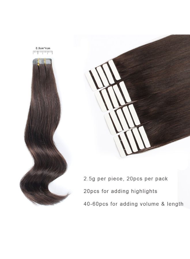 20-Piece Medium Wavy Human Hair Extension Darkest Brown 18inch - v1571201990/N30642801A_2