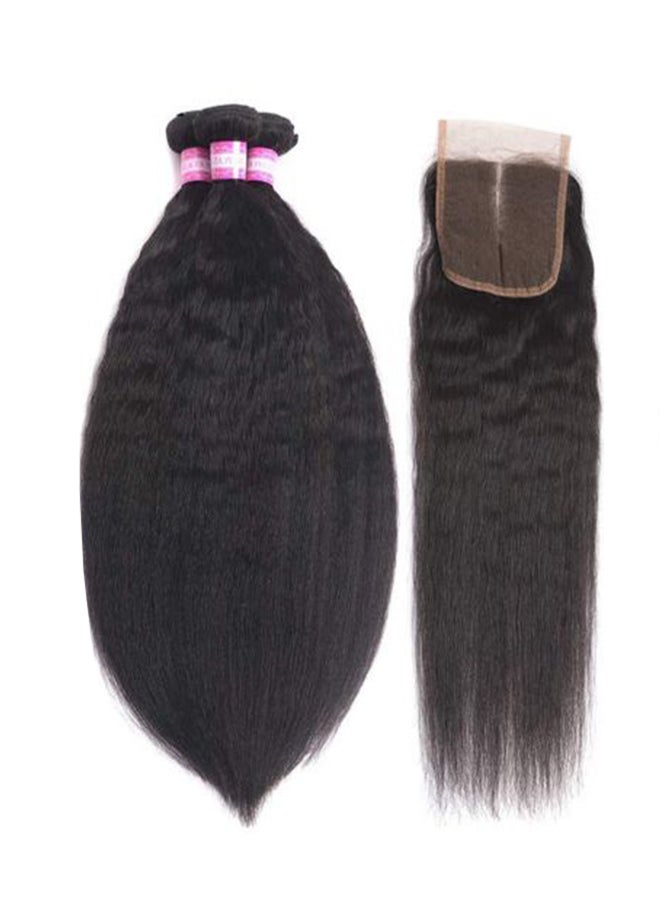 أودير مجموعة وصلات شعر بشري بتصفيفة منسدلة مع رباط تثبيت من 3 قطع أسود طبيعي - Image 2