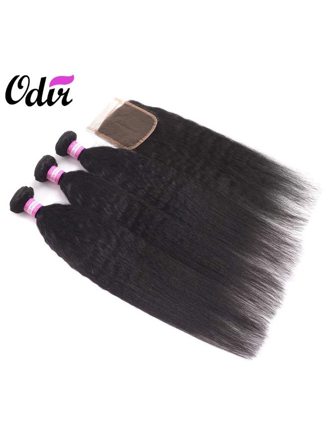 أودير مجموعة وصلات شعر بشري بتصفيفة منسدلة مع رباط تثبيت من 3 قطع أسود طبيعي - Image 3