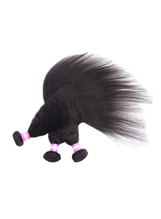 أودير مجموعة وصلات شعر طبيعي أملس بمقدمة محبوكة بالدانتيل من 3 قطع أسود طبيعي - Image 1