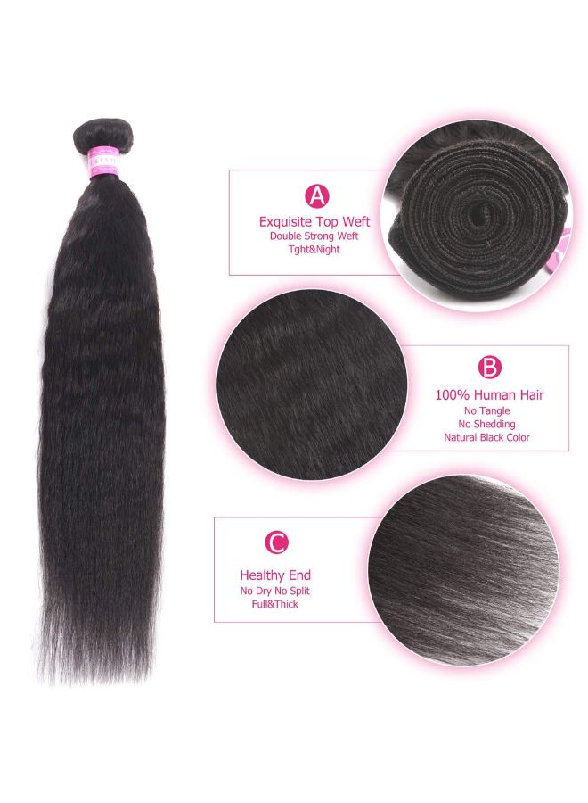 أودير وصلة شعر طبيعي أملس متوسط الطول أسود طبيعي 16بوصة - Image 2