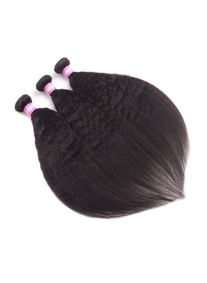 أودير وصلات شعر بشري مفرودة من 3 قطع أسود طبيعي - Image 2