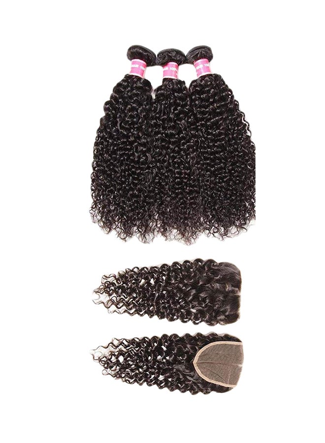 Julia Hair 3-Piece Curly Human Hair Extension With Lace Closure Black  - Image 2