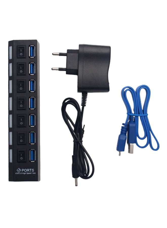 ماركة غير محددة - كابل طاقة عالِ السرعة بموزع بـ 7 منافذ USB 3.0 الأسود / الأزرق - Image 1
