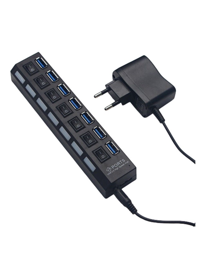 ماركة غير محددة - كابل طاقة عالِ السرعة بموزع بـ 7 منافذ USB 3.0 الأسود / الأزرق - Image 1