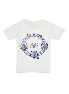 Anime Digimon Printed Short Sleeves T-Shirt White