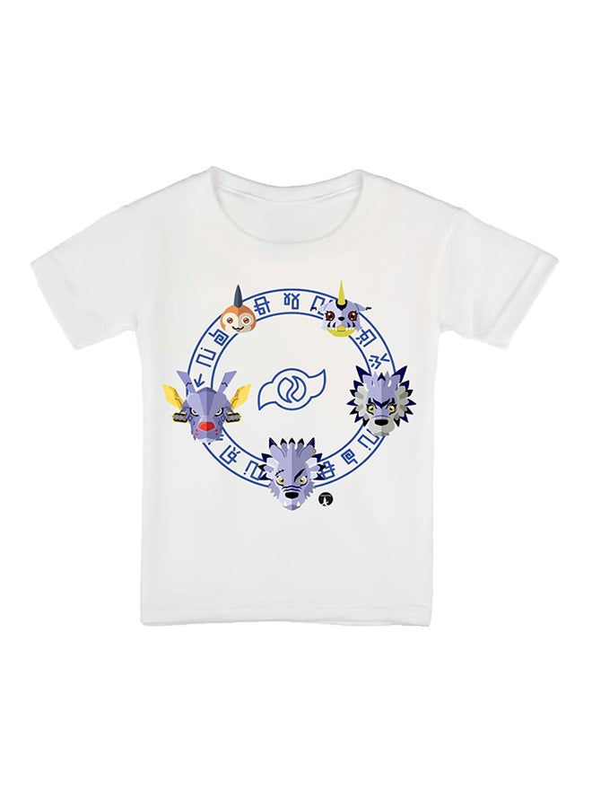 BP - Anime Digimon Printed Short Sleeves T-Shirt White - Image 1