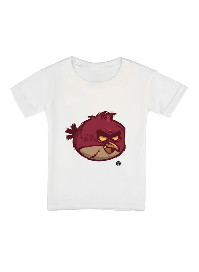 بي بي تيشيرت بأكمام قصيرة بطبعة أنجري بيردز أبيض - Image 1