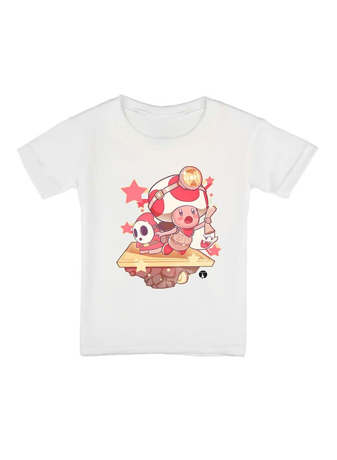 بي بي تيشيرت بأكمام قصيرة مطبوع بتصميم من لعبة Super Mario أبيض - Image 1
