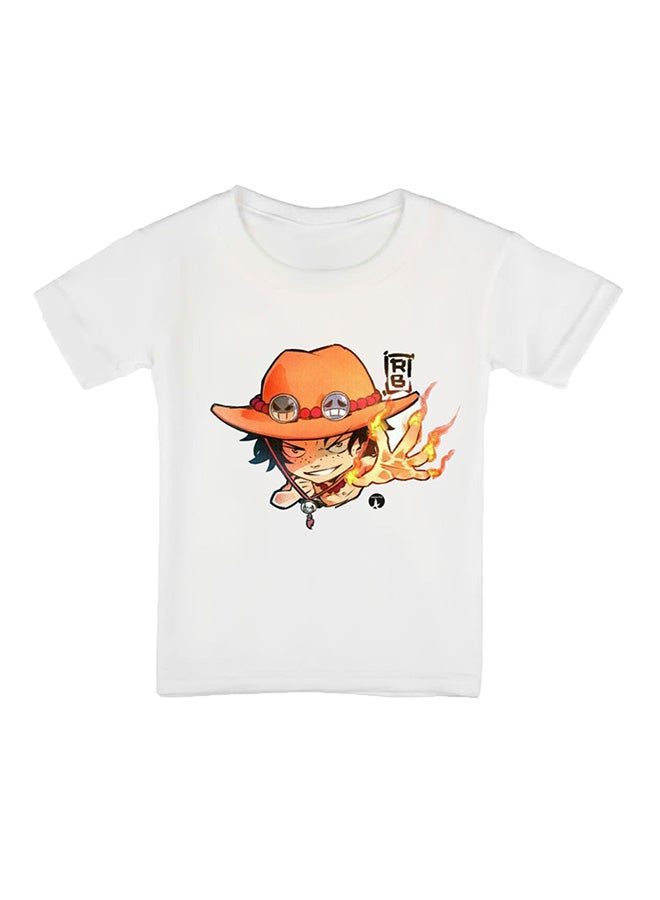 بي بي تيشيرت مطبوع بأكمام قصيرة ورقبة مستديرة أبيض - Image 1