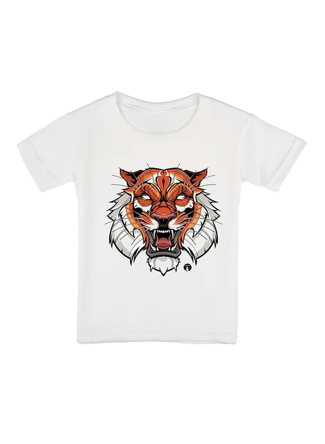 بي بي تيشيرت بأكمام قصيرة ونقشة نمر أبيض - Image 1