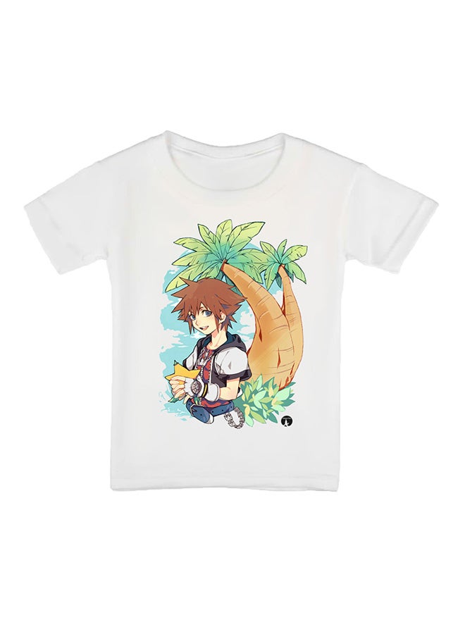 بي بي تيشيرت بأكمام قصيرة مطبوع بتصميم صورة من لعبة الفيديو Kingdom Hearts أبيض - Image 1