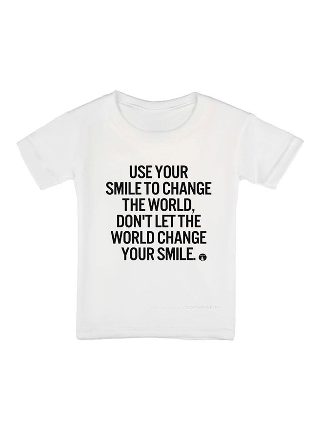 بي بي تيشيرت مطبوع بأكمام قصيرة ورقبة مستديرة أبيض - Image 1