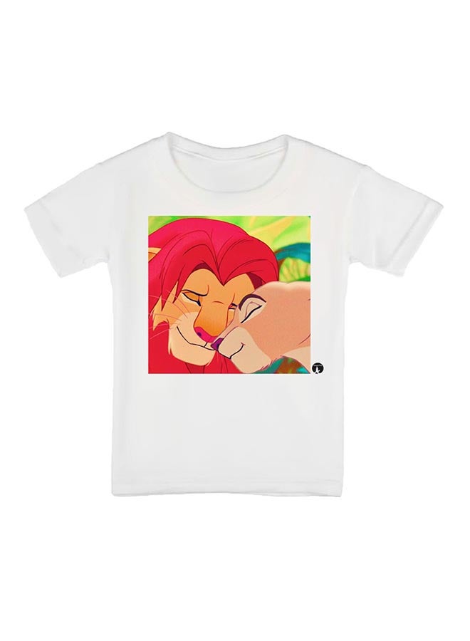 بي بي تيشيرت بأكمام قصيرة مطبوع بشخصيات من فيلم Lion King من ديزني أبيض - Image 1