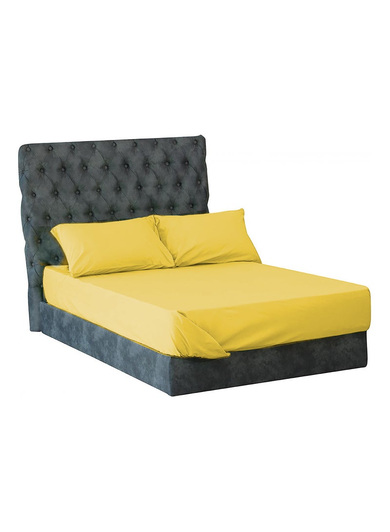 Lantique - 3-Piece Fitted Bed Sheet Set cotton Yellow 120cm - Image 1